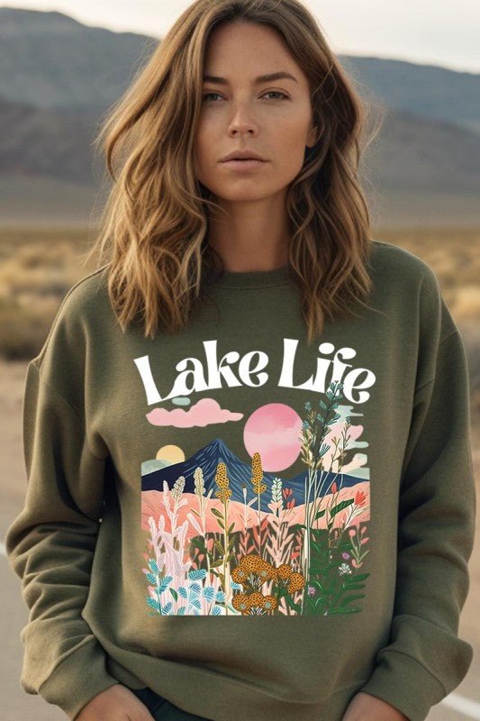 Lake Life Graphic Sweatshirt - Bitsy Gypsy Boutique