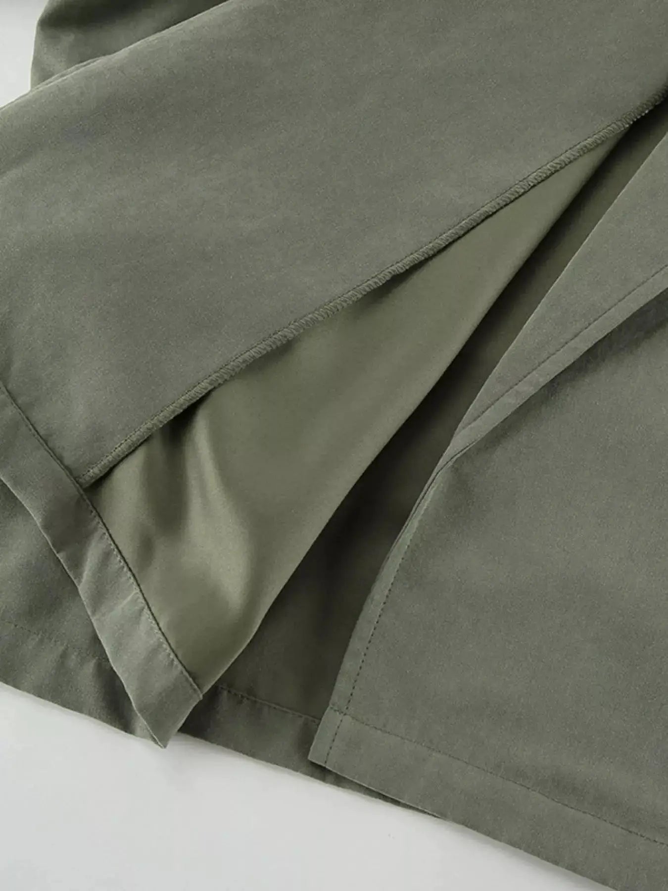 Lapel Collar Belted Cropped Trench by Trendsi