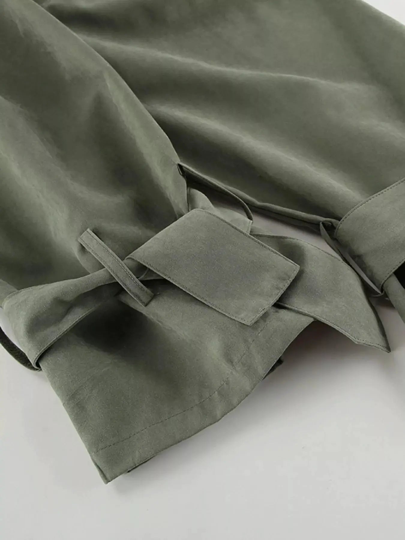 Lapel Collar Belted Cropped Trench by Trendsi