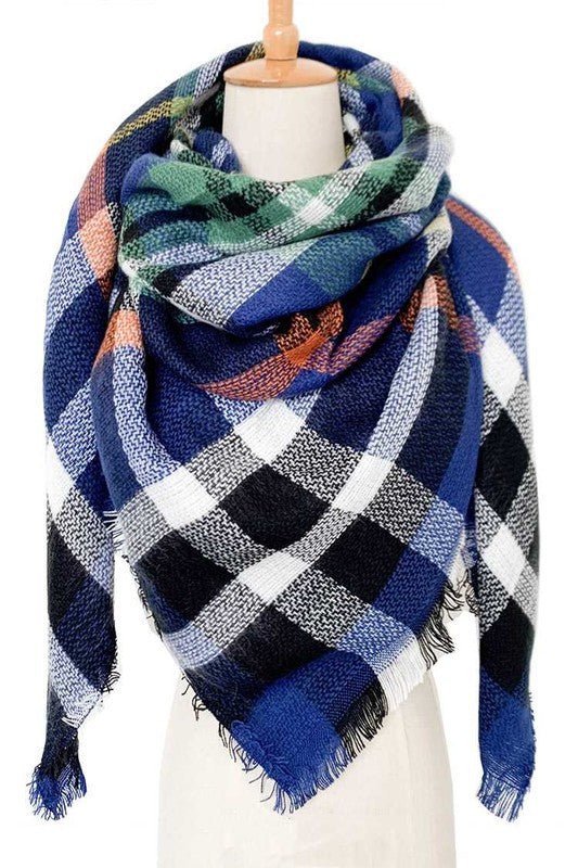 Large Plaid Square Blanket Scarf - Bitsy Gypsy Boutique