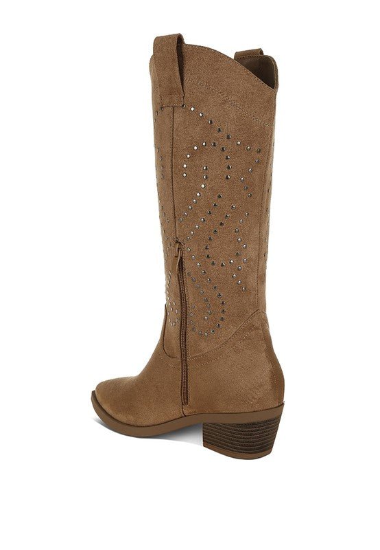 Lariat Studs Embellished Cowboy Boots - Bitsy Gypsy Boutique