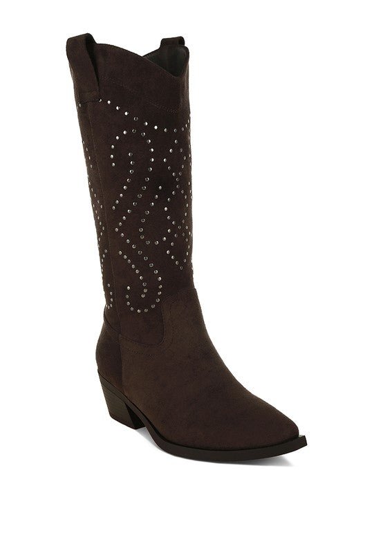 Lariat Studs Embellished Cowboy Boots - Bitsy Gypsy Boutique