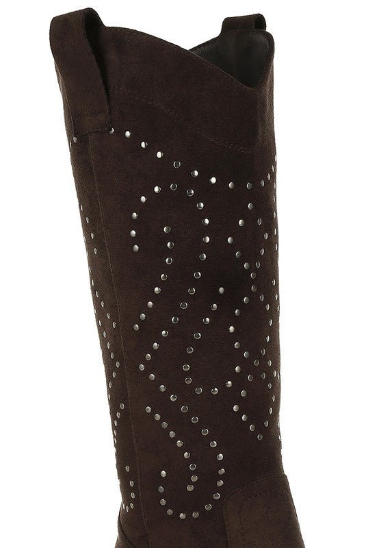 Lariat Studs Embellished Cowboy Boots - Bitsy Gypsy Boutique