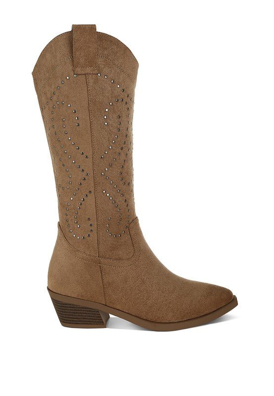 Lariat Studs Embellished Cowboy Boots - Bitsy Gypsy Boutique