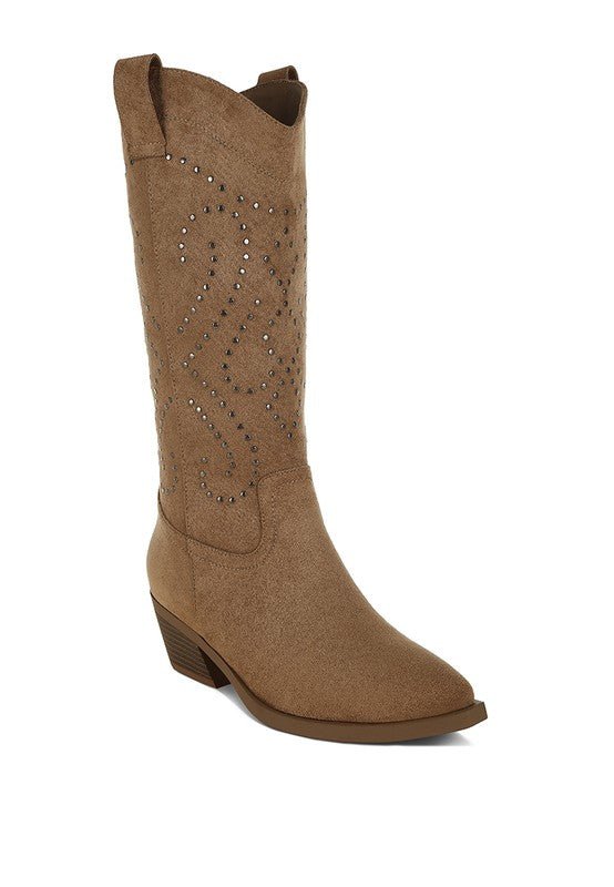 Lariat Studs Embellished Cowboy Boots - Bitsy Gypsy Boutique