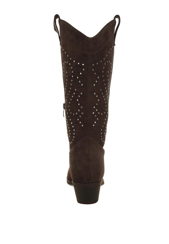 Lariat Studs Embellished Cowboy Boots - Bitsy Gypsy Boutique