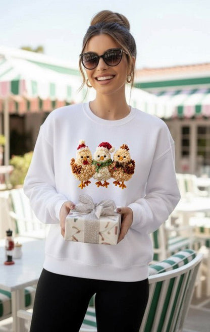 Latch Hook Fluffy Chickens Graphic Sweatshirt - Bitsy Gypsy Boutique