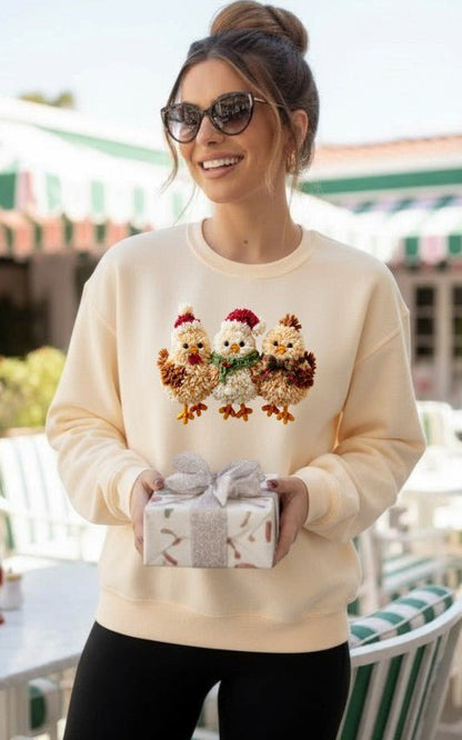 Latch Hook Fluffy Chickens Graphic Sweatshirt - Bitsy Gypsy Boutique