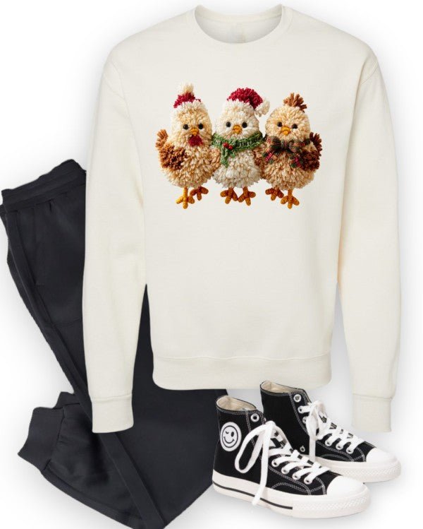 Latch Hook Fluffy Chickens Graphic Sweatshirt - Bitsy Gypsy Boutique