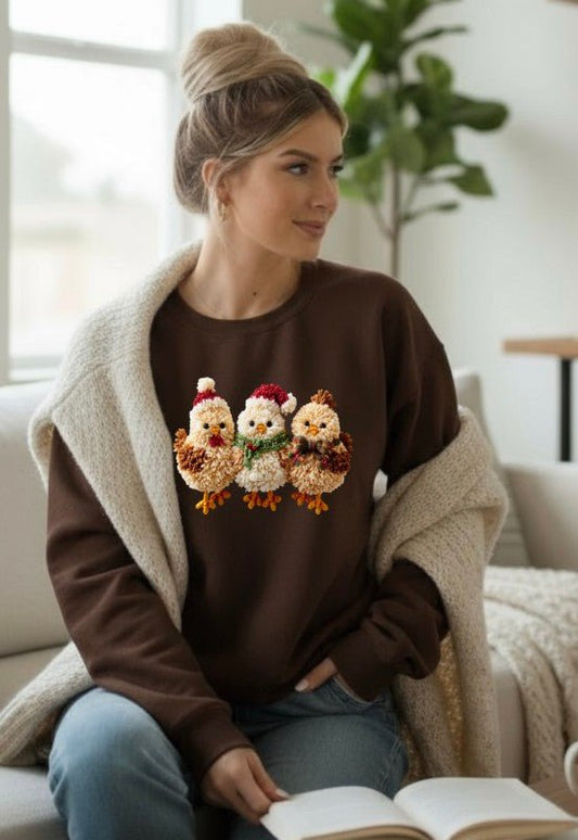 Latch Hook Fluffy Chickens Graphic Sweatshirt - Bitsy Gypsy Boutique