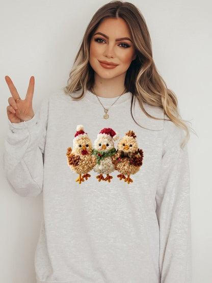 Latch Hook Fluffy Chickens Graphic Sweatshirt - Bitsy Gypsy Boutique