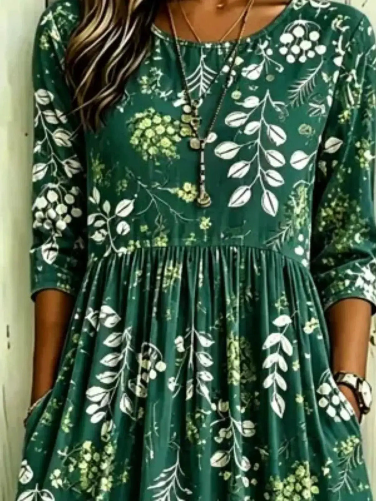 Lavender Floral Print Ruched Midi Dress With Pockets - Bitsy Gypsy Boutique