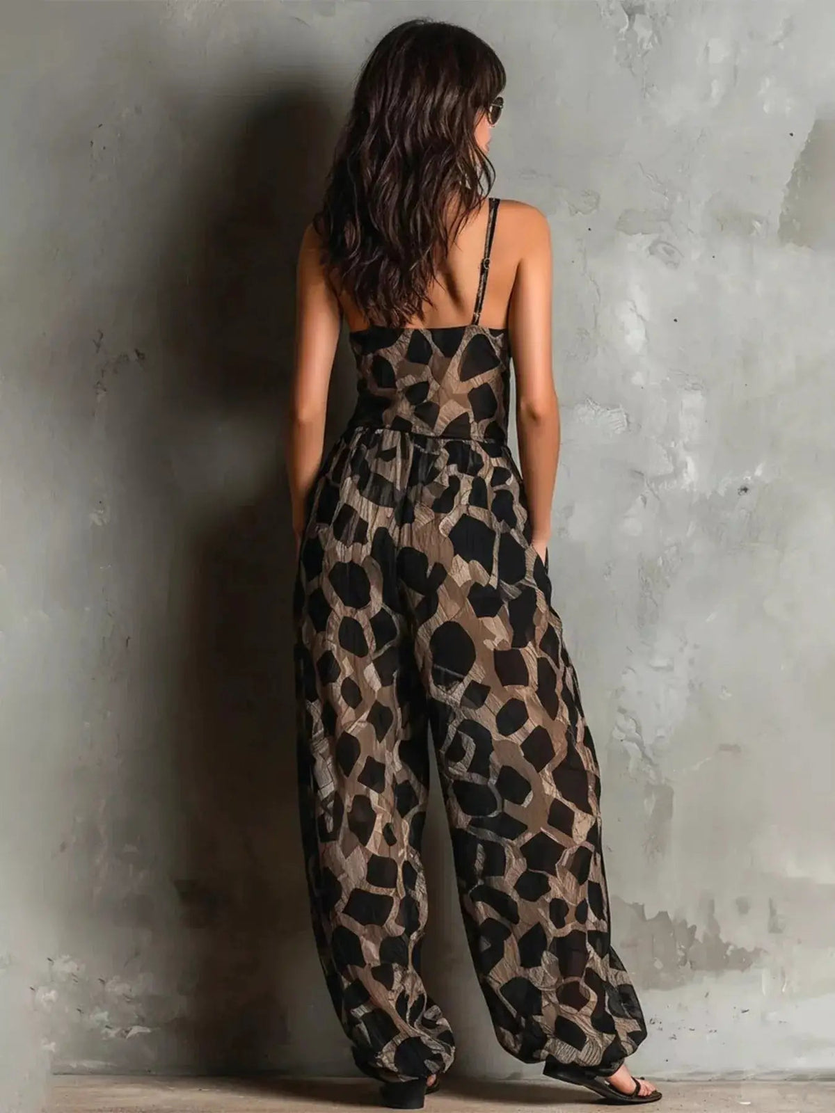Leopard Front Tie Detail Wide-Leg Jumpsuit - Bitsy Gypsy Boutique