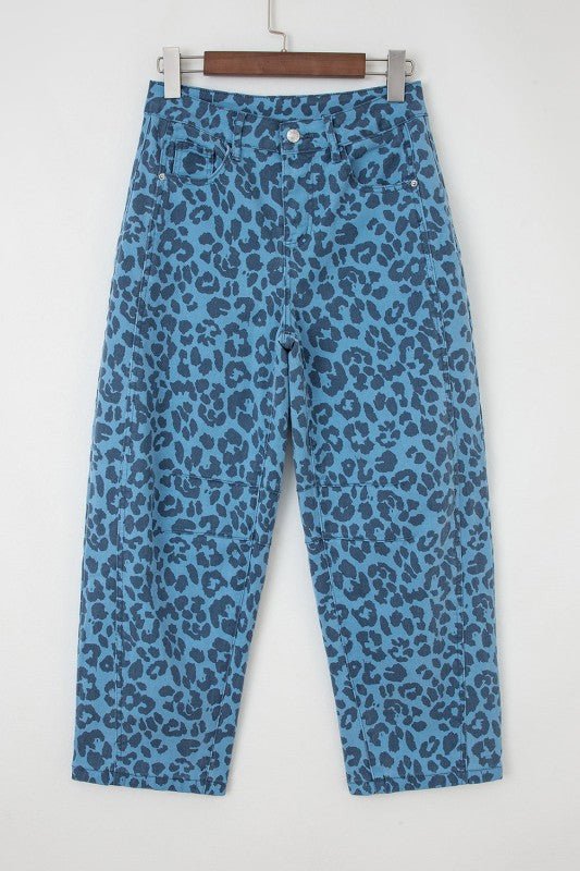 Leopard High Waist Straight Jeans - Bitsy Gypsy Boutique