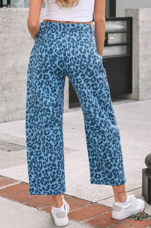Leopard High Waist Straight Jeans - Bitsy Gypsy Boutique