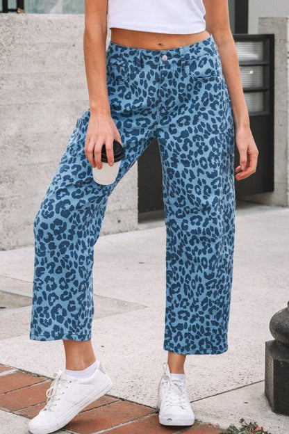 Leopard High Waist Straight Jeans - Bitsy Gypsy Boutique