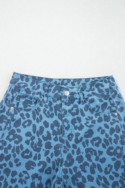 Leopard High Waist Straight Jeans - Bitsy Gypsy Boutique