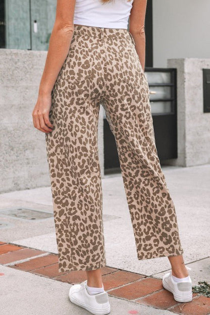 Leopard High Waist Straight Jeans - Bitsy Gypsy Boutique