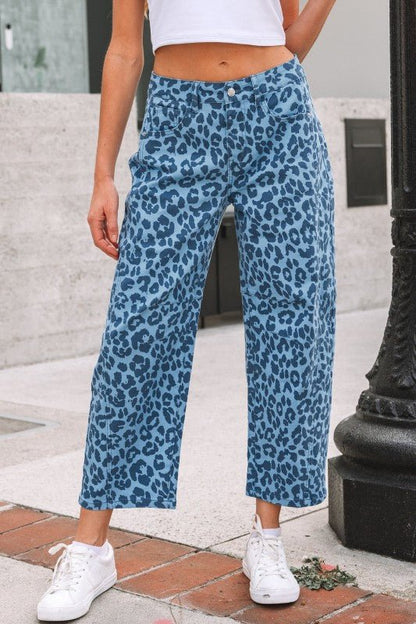 Leopard High Waist Straight Jeans - Bitsy Gypsy Boutique