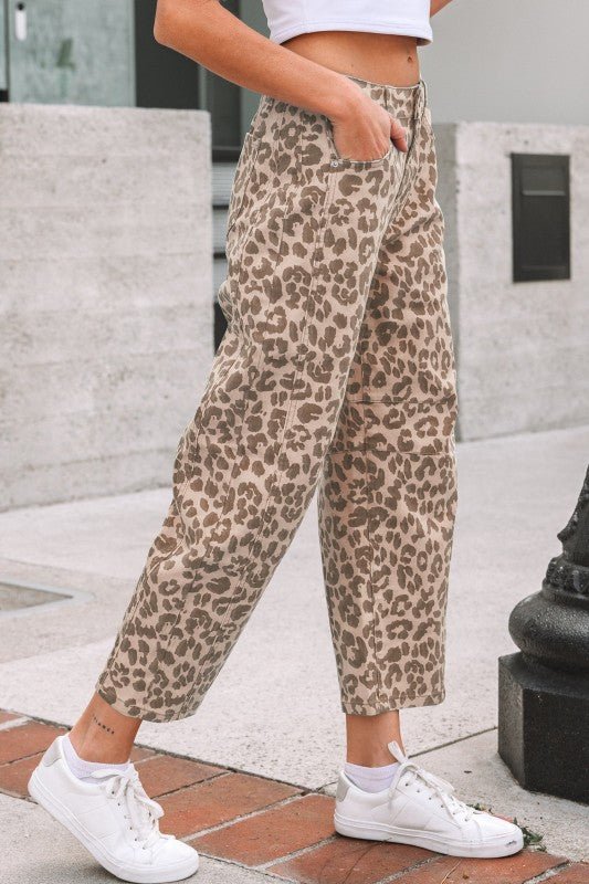 Leopard High Waist Straight Jeans - Bitsy Gypsy Boutique
