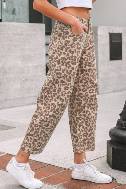Leopard High Waist Straight Jeans - Bitsy Gypsy Boutique