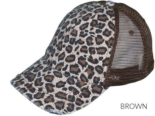 Leopard Messy Bun Hat - Bitsy Gypsy Boutique