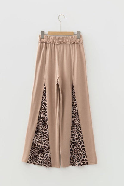 Leopard Patchwork Mineral Wash Wide Leg Pants - Bitsy Gypsy Boutique