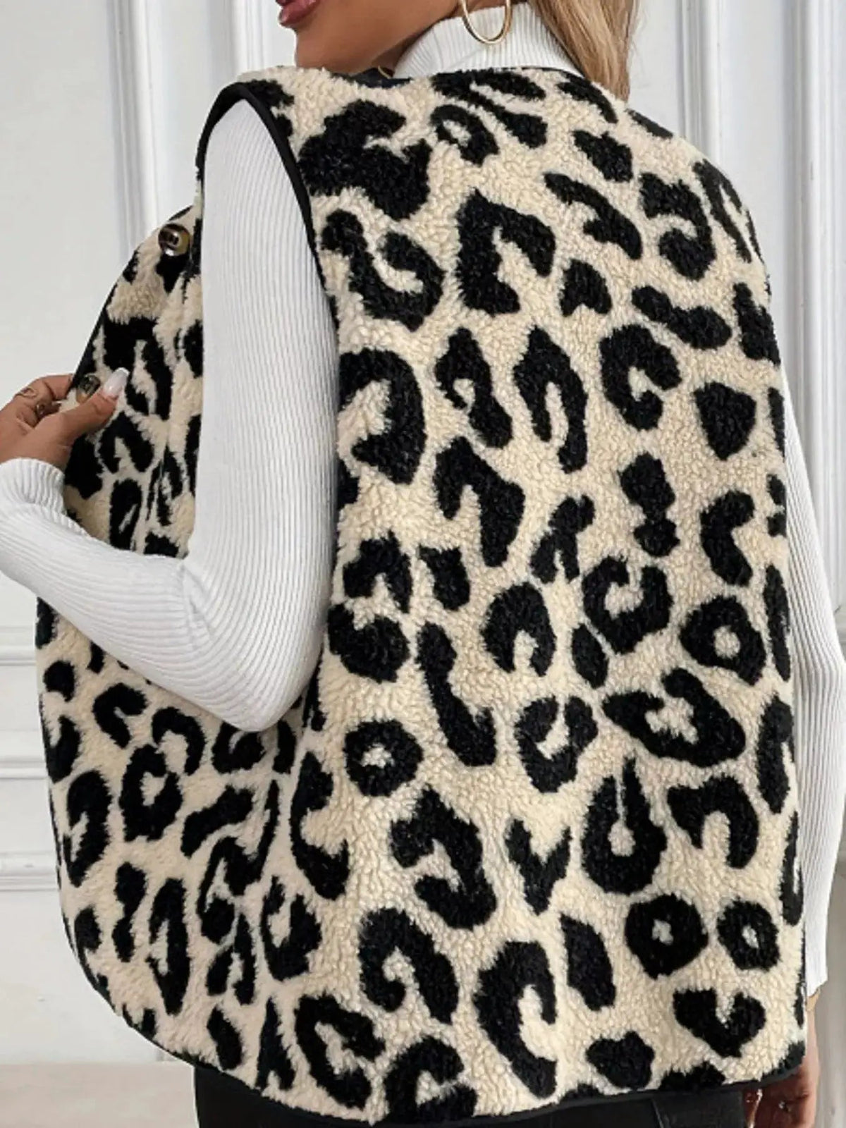 Leopard Print Button Front Lined Vest - Bitsy Gypsy Boutique