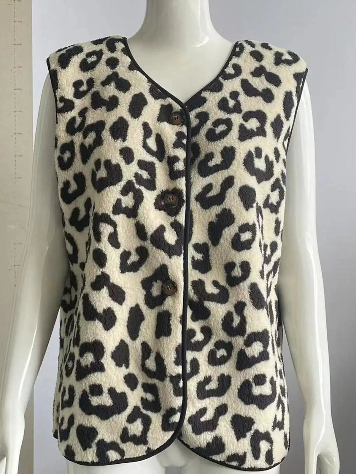 Leopard Print Button Front Lined Vest - Bitsy Gypsy Boutique