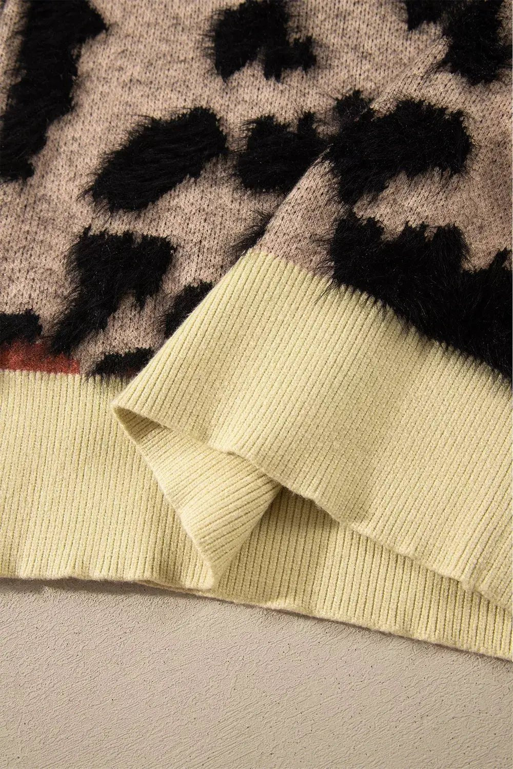 Leopard Print Drop Shoulder Long Sleeve Round Neck Sweater - Bitsy Gypsy Boutique