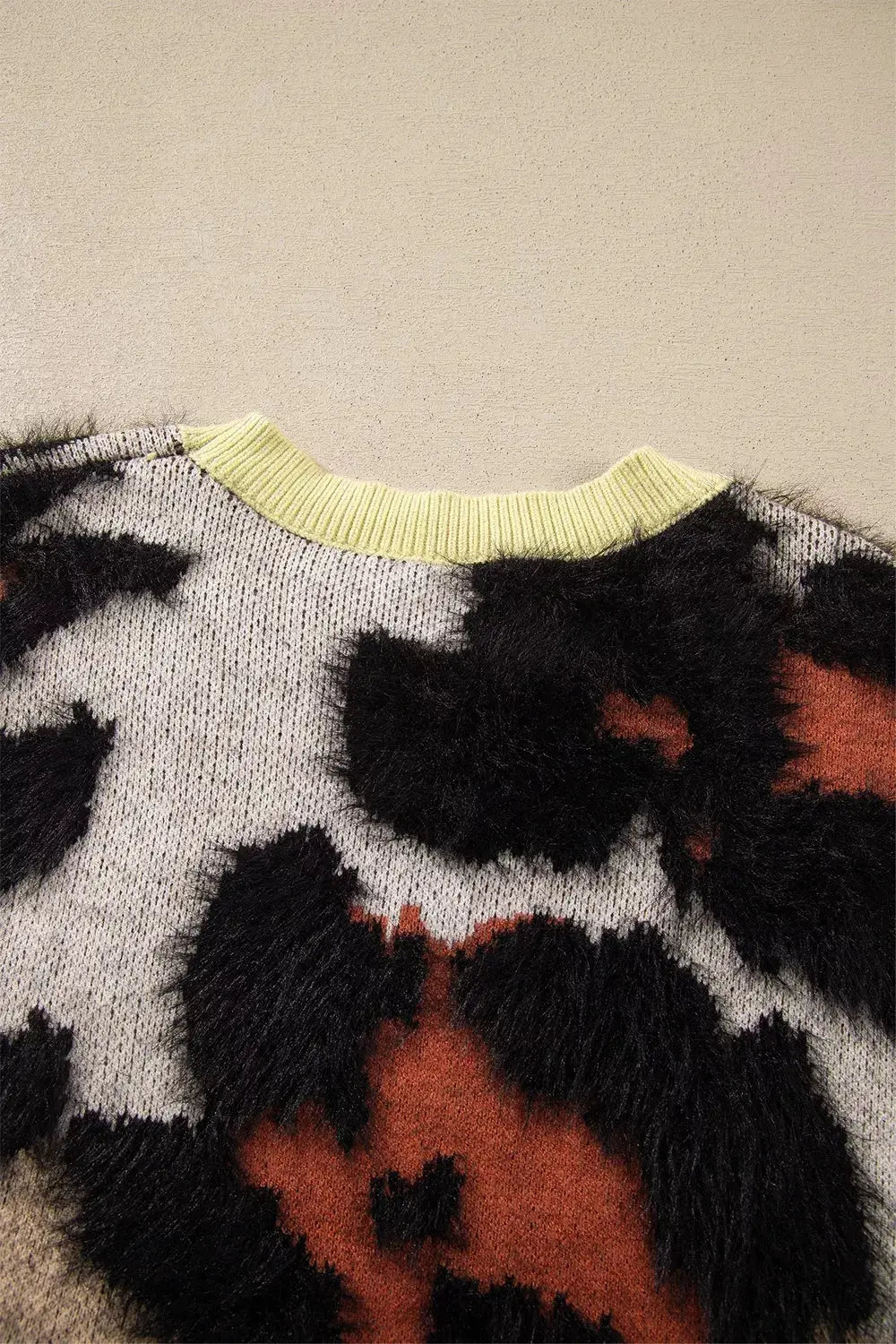 Leopard Print Drop Shoulder Long Sleeve Round Neck Sweater - Bitsy Gypsy Boutique