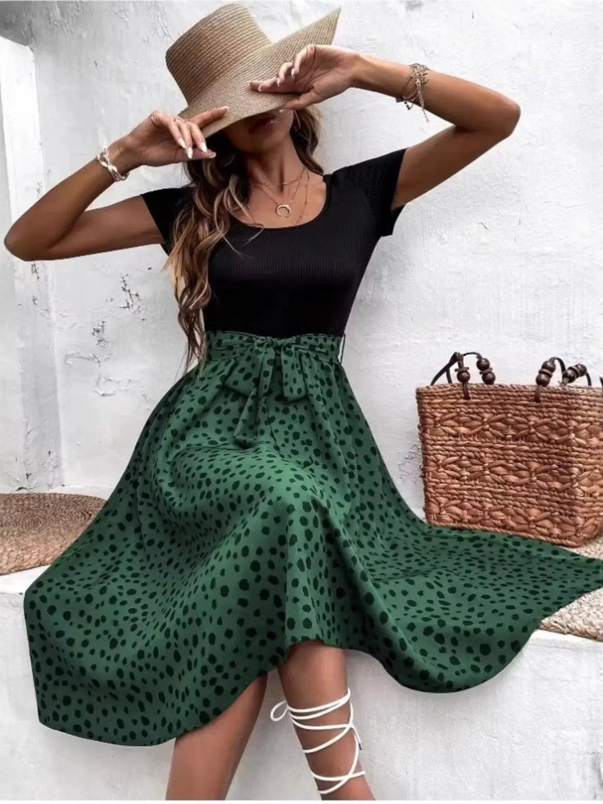 Leopard Print Tie-Waist Dress - Bitsy Gypsy Boutique
