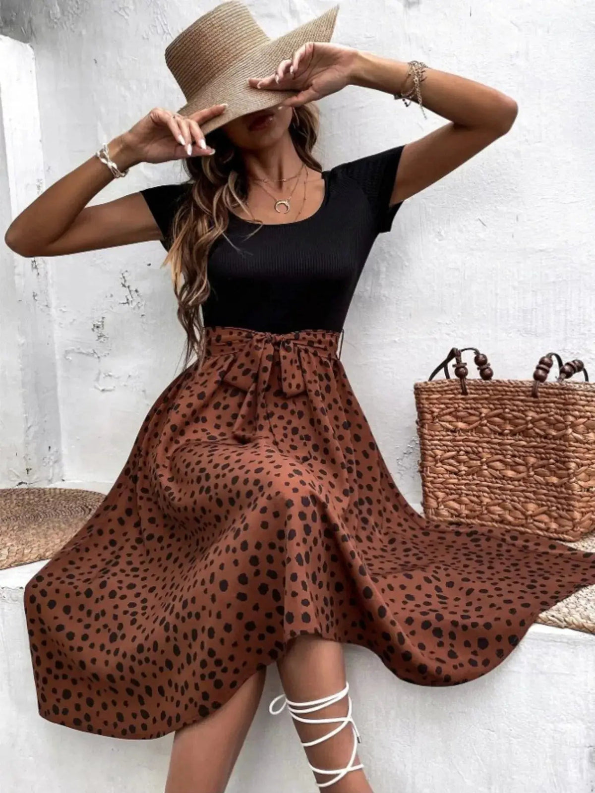 Leopard Print Tie-Waist Dress - Bitsy Gypsy Boutique