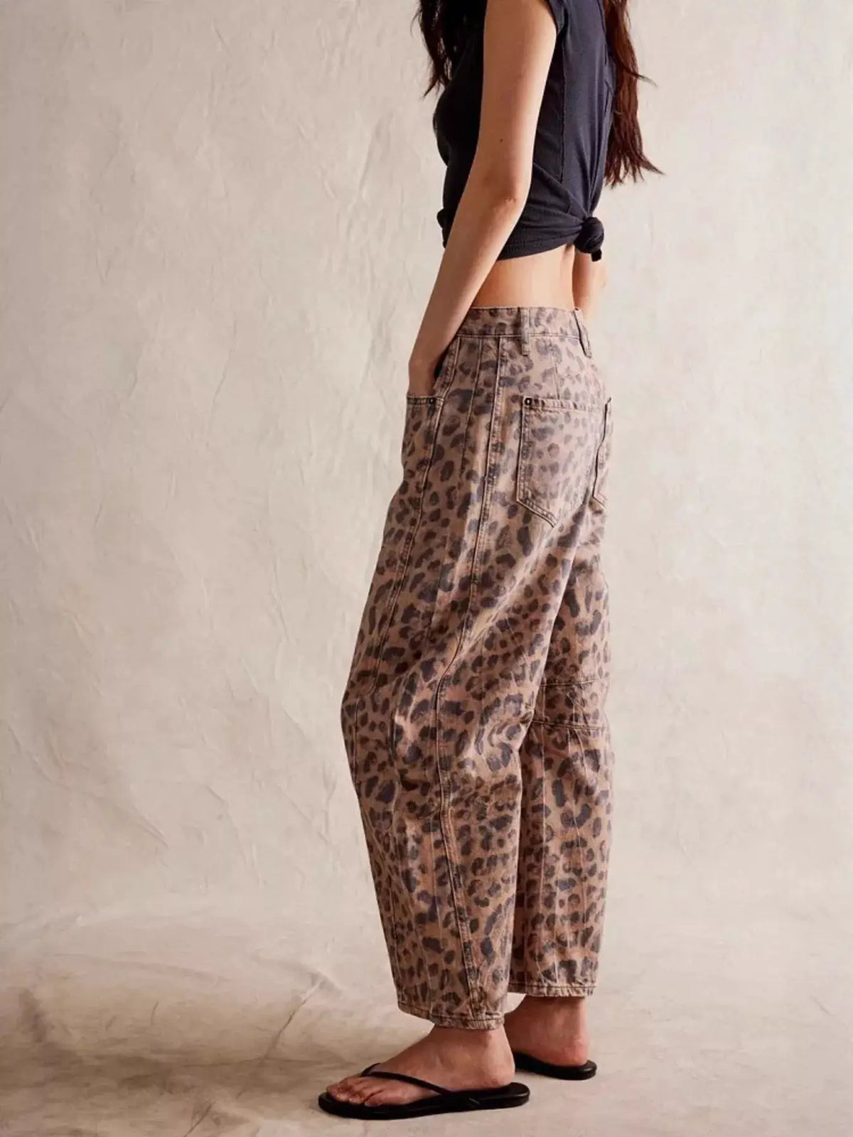 Leopard Print Wide Leg Jeans by Trendsi