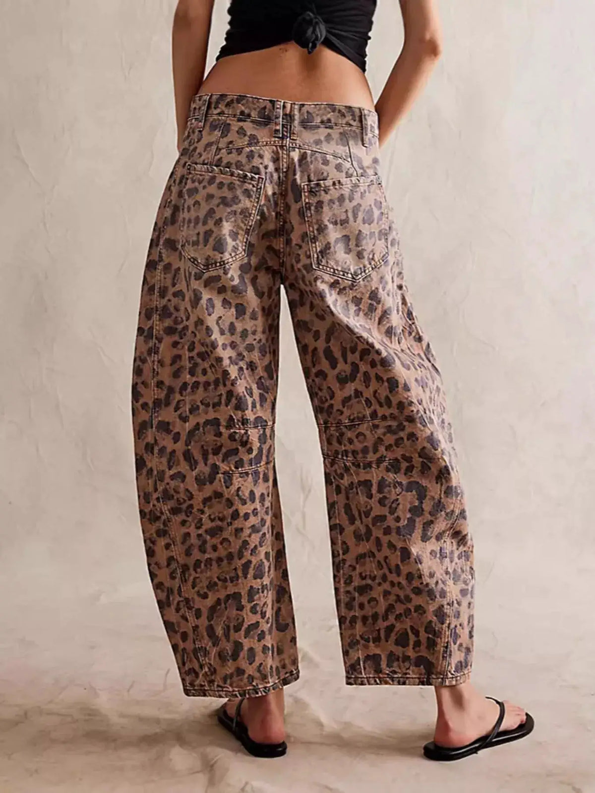 Leopard Print Wide Leg Jeans by Trendsi