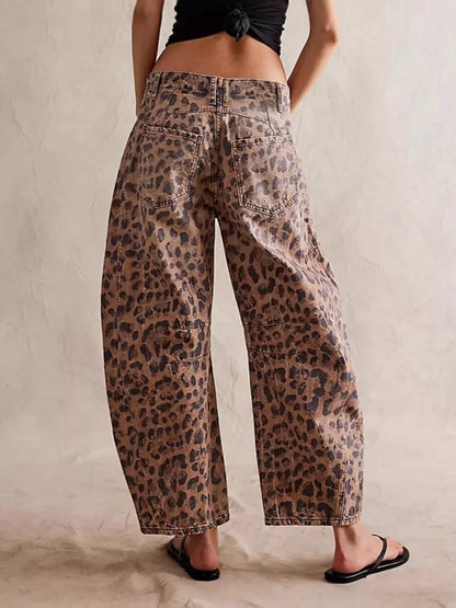 Leopard Print Wide Leg Jeans by Trendsi