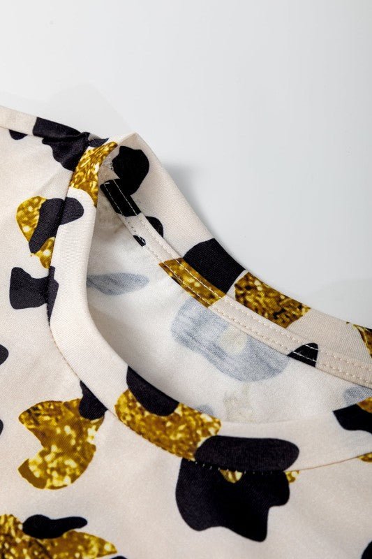 Leopard Round Neck Short Sleeve T-Shirt - Bitsy Gypsy Boutique