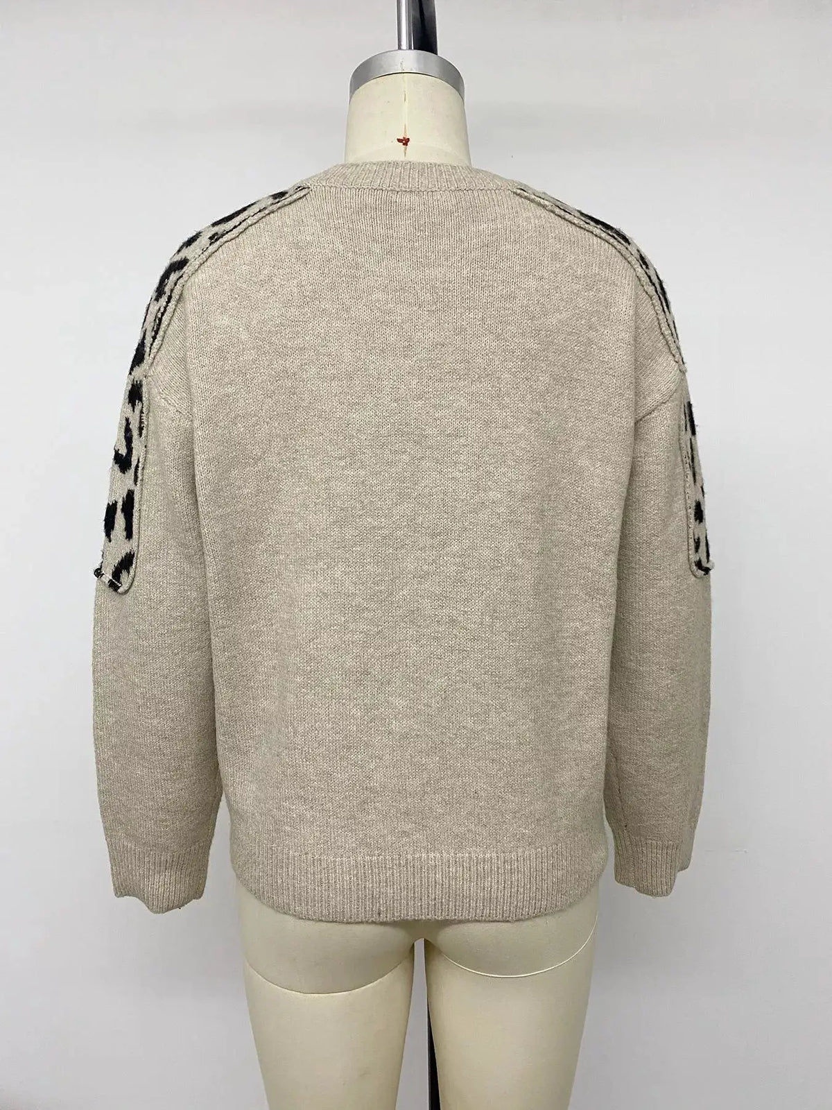 Leopard Round Neck Sweater by Trendsi