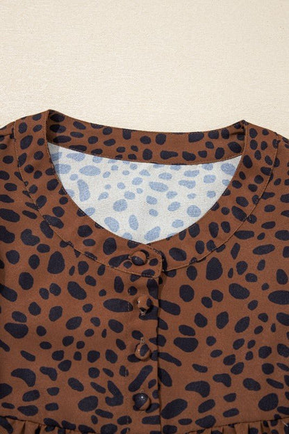 Leopard Ruffle Puff Sleeve Blouse - Bitsy Gypsy Boutique