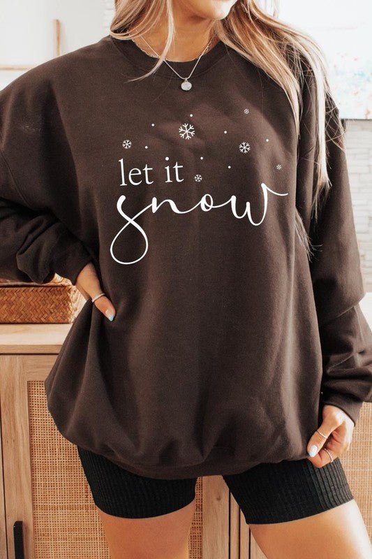 Let it Snow Graphic Fleece Sweatshirts - Bitsy Gypsy Boutique