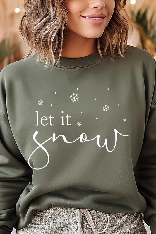 Let it Snow Graphic Fleece Sweatshirts - Bitsy Gypsy Boutique