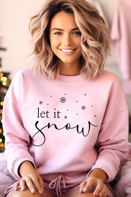 Let it Snow Graphic Fleece Sweatshirts - Bitsy Gypsy Boutique