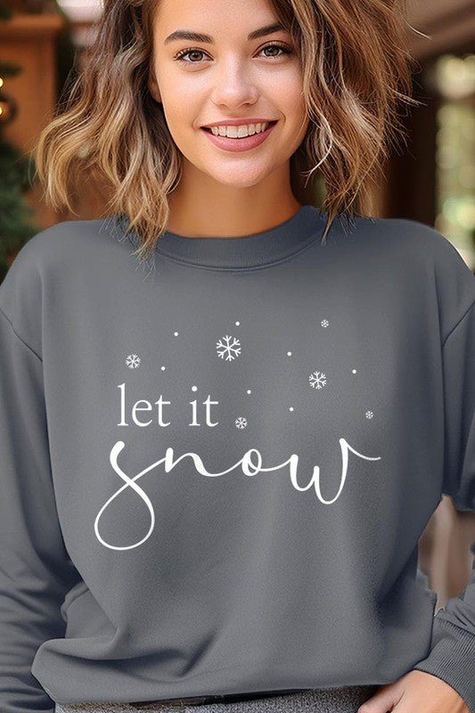 Let it Snow Graphic Fleece Sweatshirts - Bitsy Gypsy Boutique