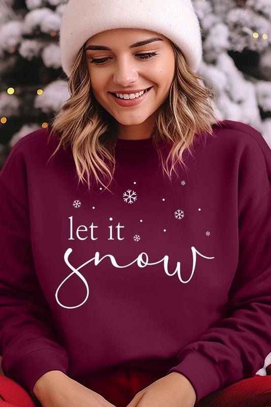 Let it Snow Graphic Fleece Sweatshirts - Bitsy Gypsy Boutique