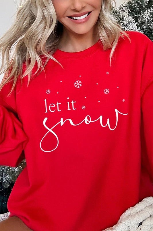 Let it Snow Graphic Fleece Sweatshirts - Bitsy Gypsy Boutique