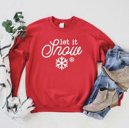 Let It Snow Snowflake Graphic Sweatshirt - Bitsy Gypsy Boutique