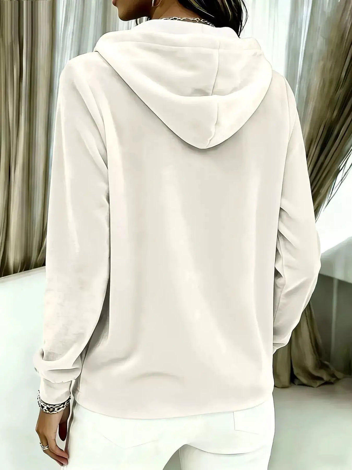 Light Blue Button Detail Drawstring Hoodie - Bitsy Gypsy Boutique