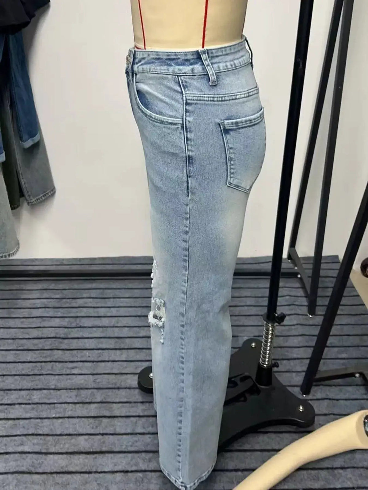 Light Wash Distressed Wide Leg Jeans - Bitsy Gypsy Boutique