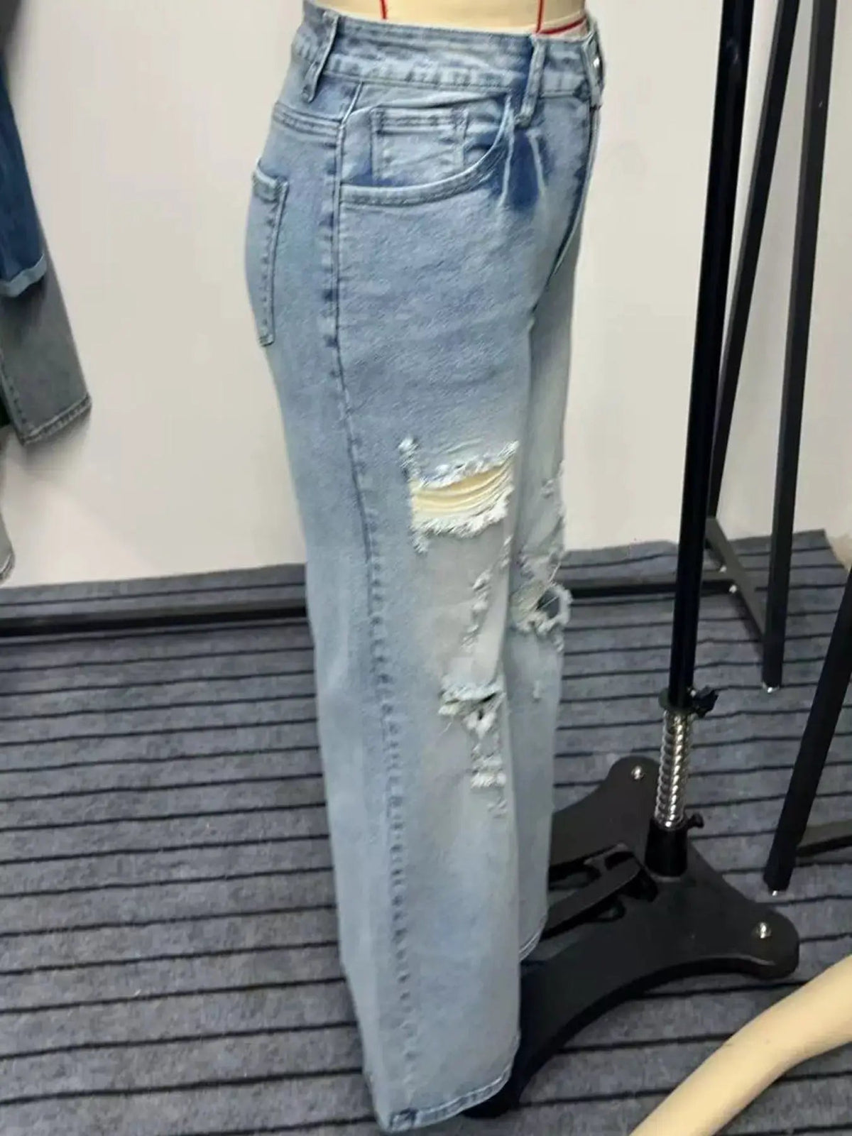 Light Wash Distressed Wide Leg Jeans - Bitsy Gypsy Boutique