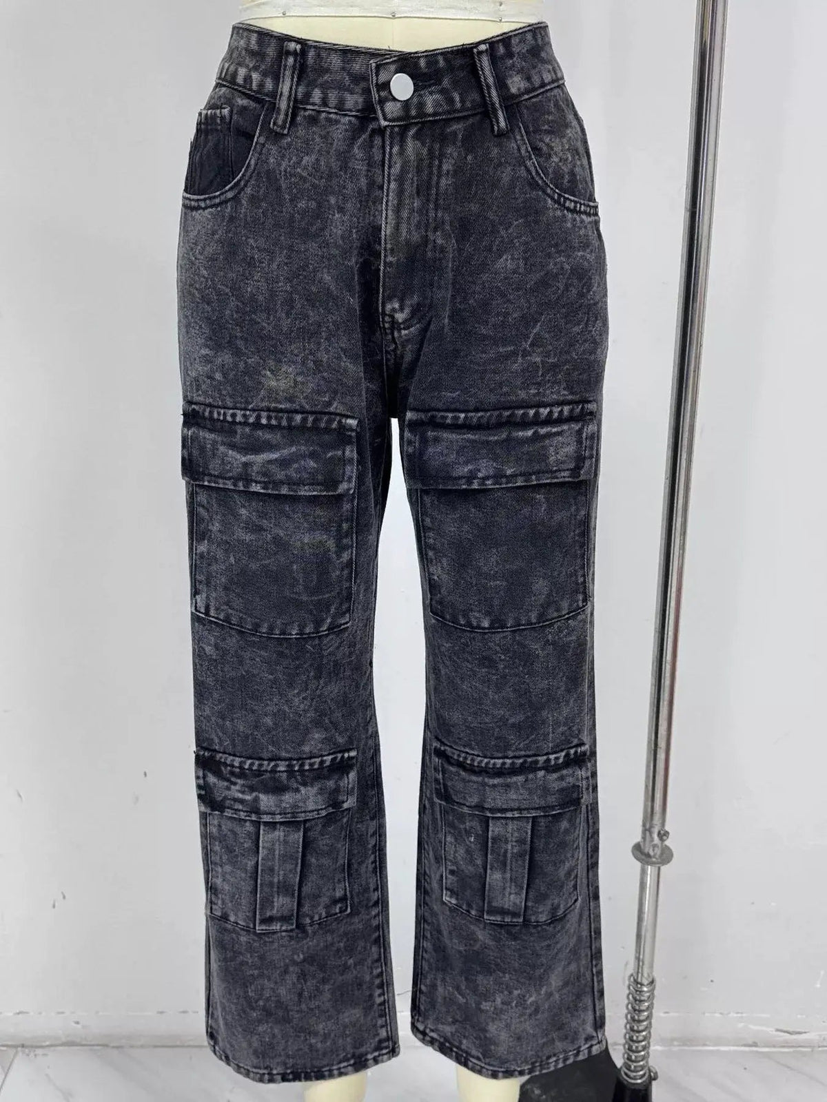 Light Wash High Waisted Wide Leg Cargo Jeans - Bitsy Gypsy Boutique